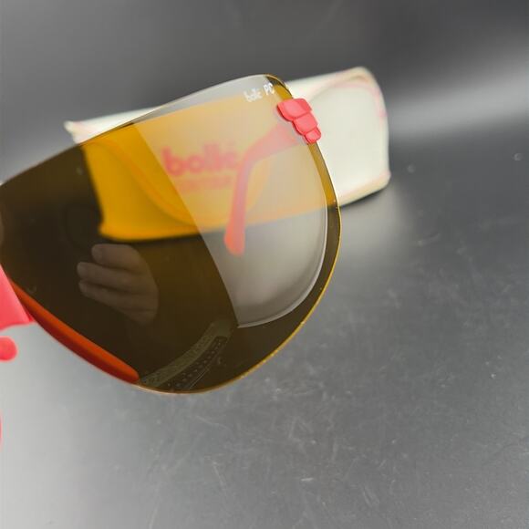 Vintage BOLLE "CONTOUR" sunglasses - France 80's - Black/Pink - Large w Case - Picture 9 of 11